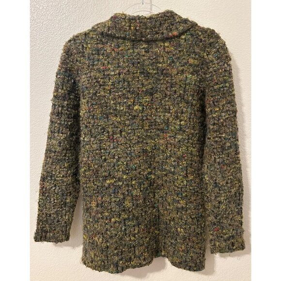 Talbots Women's Green Small Textured Button-Up Sweater Italy Mohair Wool - Picture 2 of 7